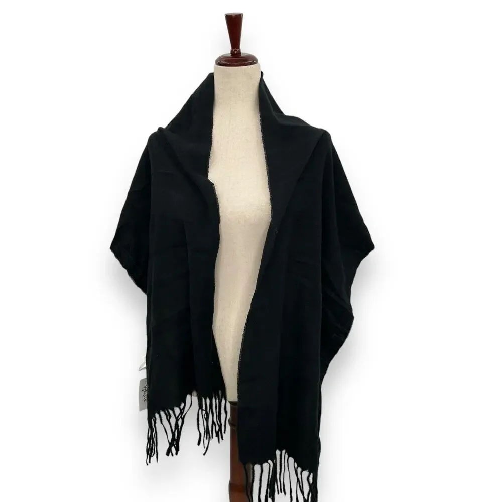 NEW Macy's Unisex Style & Co Black Fringe Scarf Classic Winter Quiet Luxury NWT